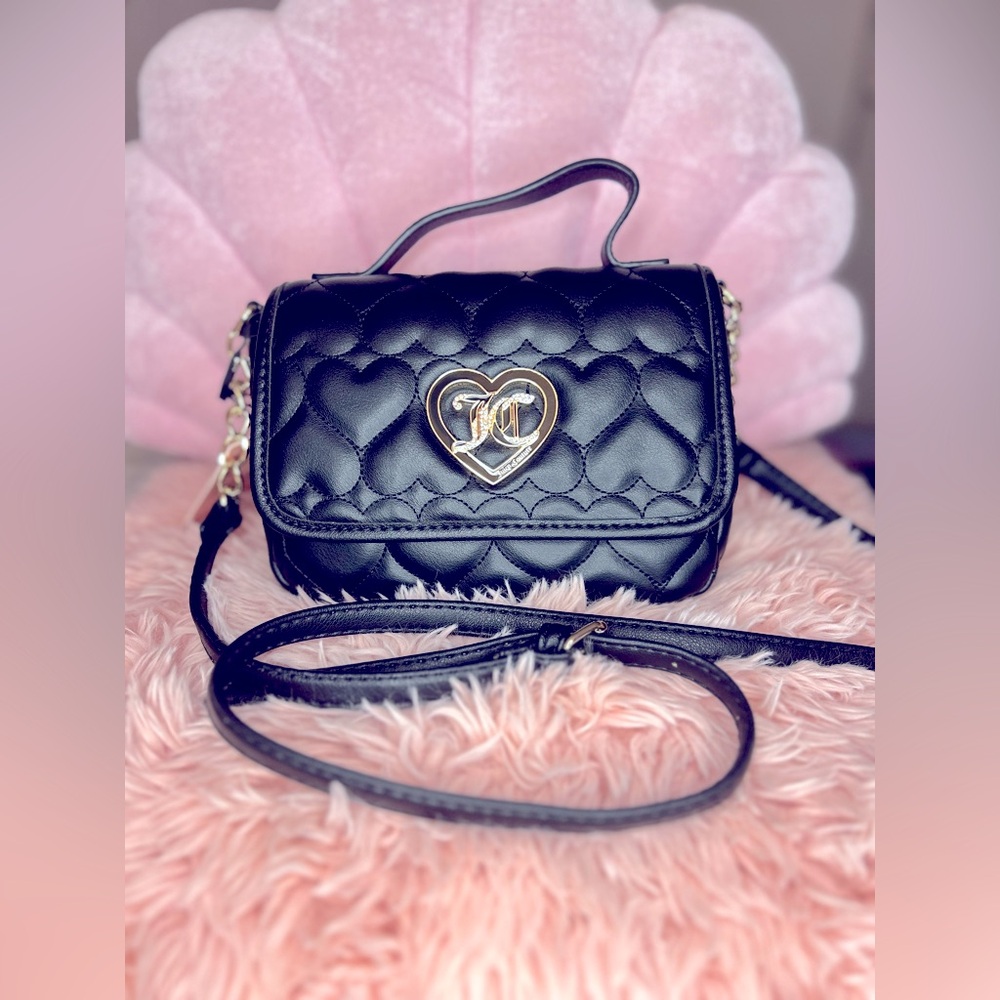 •NEW With tags • small  black Juicy Couture quilted purse with HEART emblem.